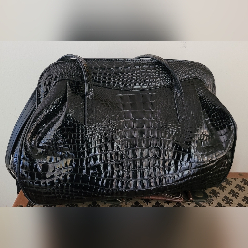 Vintage Black Alligator Shoulder Bag
